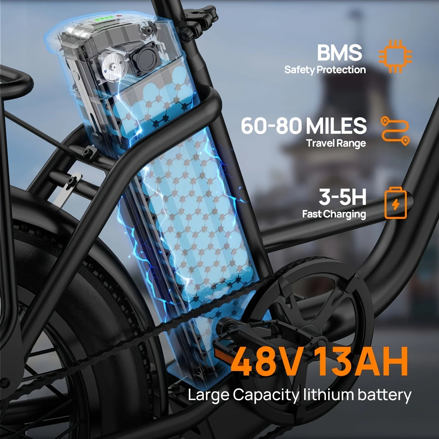 URLIFE 1000W E20 Electric Bike | 48V 13Ah Removable Battery, 28MPH, 20"x3" Fat Tire, 7-Speed E-Bike with Dual Disc Brake