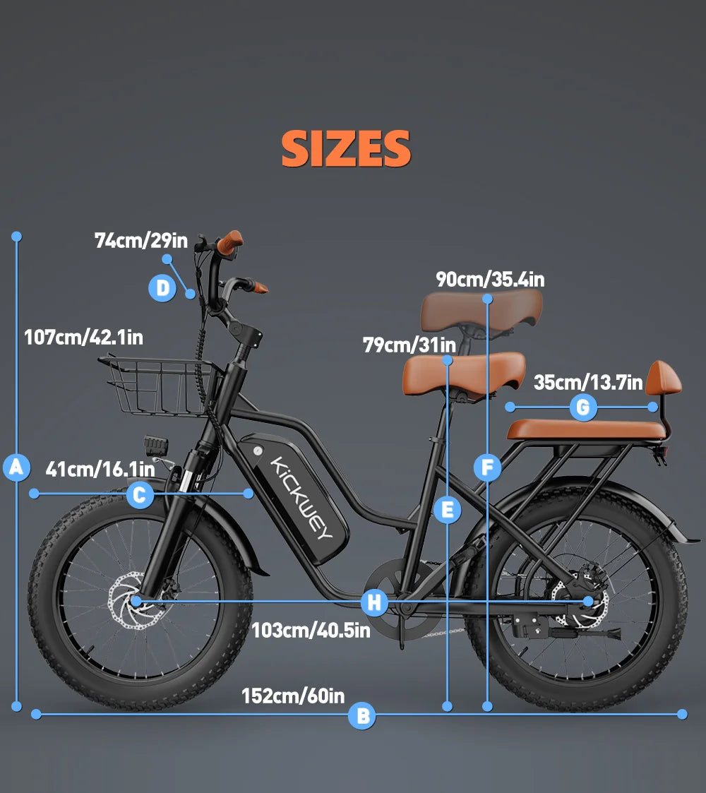 Kickwey LD20 Electric Bike – 1500W 48V Fat Tire E-Bike, 32 MPH