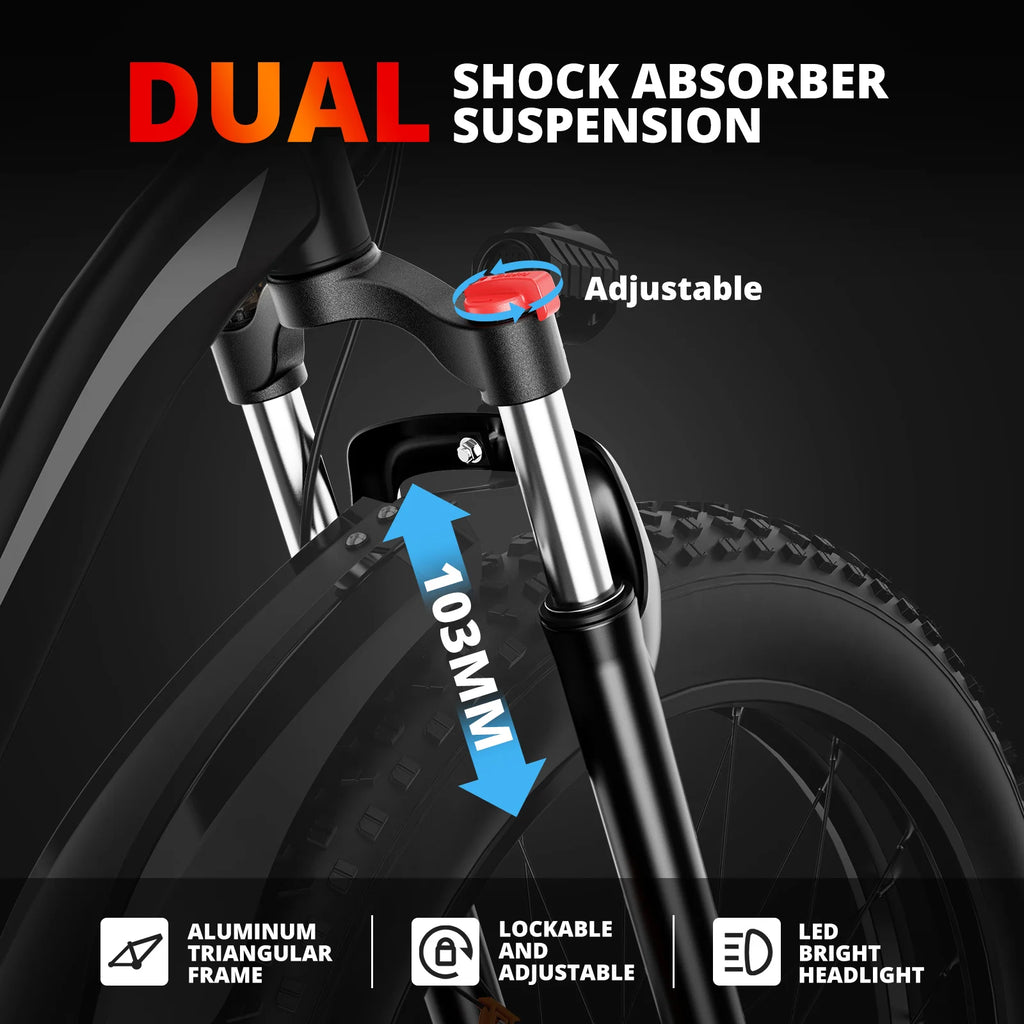 AMYET EB26 Electric Bike | 1500W Peak | 28MPH | 60-Mile Range | Fat Tire All-Terrain