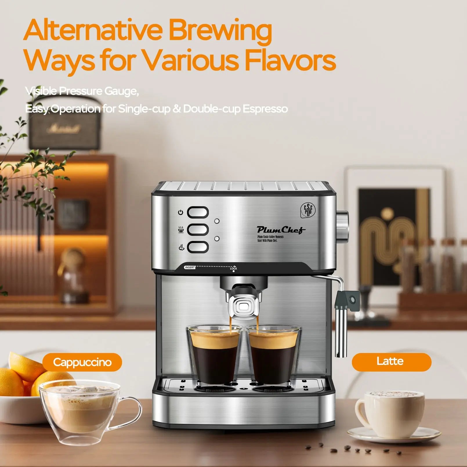 20-Bar Espresso Machine with Milk Frother & 54oz Water Tank