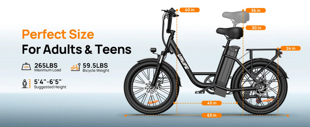 URLIFE 1000W E20 Electric Bike | 48V 13Ah Removable Battery, 28MPH, 20"x3" Fat Tire, 7-Speed E-Bike with Dual Disc Brake