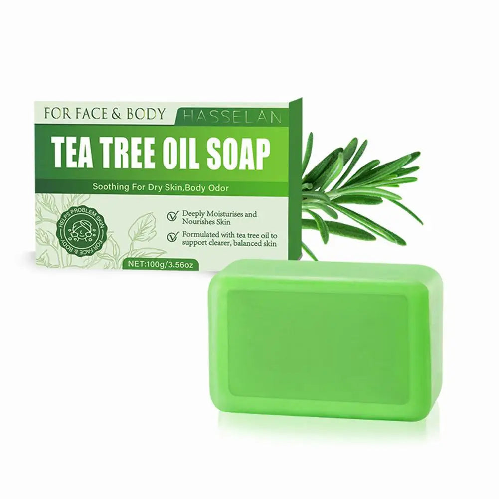 Tea Tree Soap, Soap Bar with Tea Tree Oil, Natural Soaps for Body Skin Cleaning, Gentle Exfoliating Bar Soap