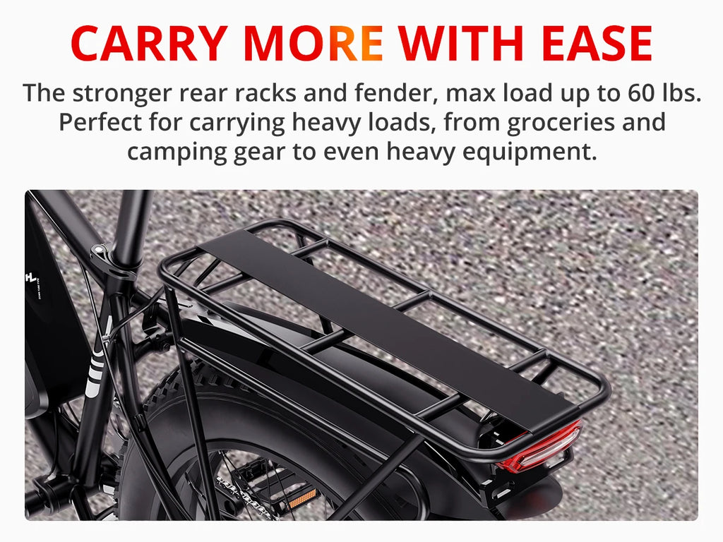 AMYET EB26 Electric Bike | 1500W Peak | 28MPH | 60-Mile Range | Fat Tire All-Terrain