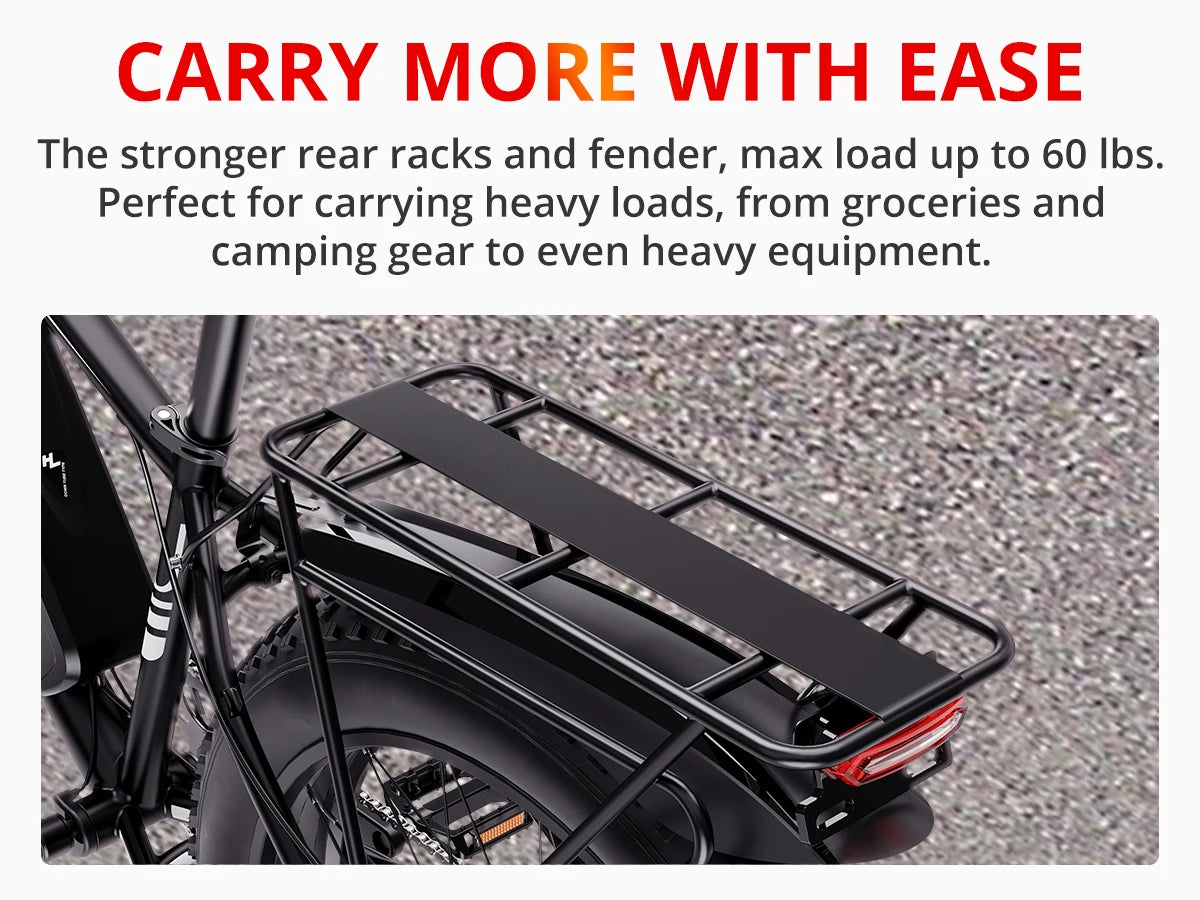 AMYET EB26 Electric Bike | 1500W Peak | 28MPH | 60-Mile Range | Fat Tire All-Terrain