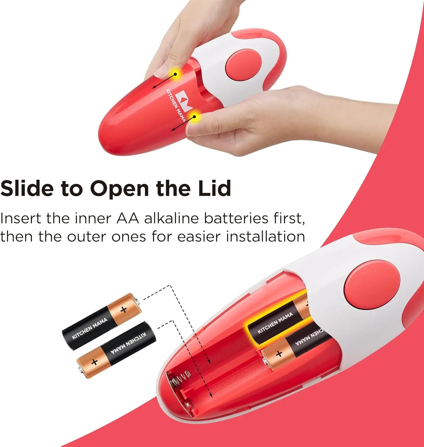 Electric Can Opener – Automatic, Hands-Free, Smooth Edge (Red)