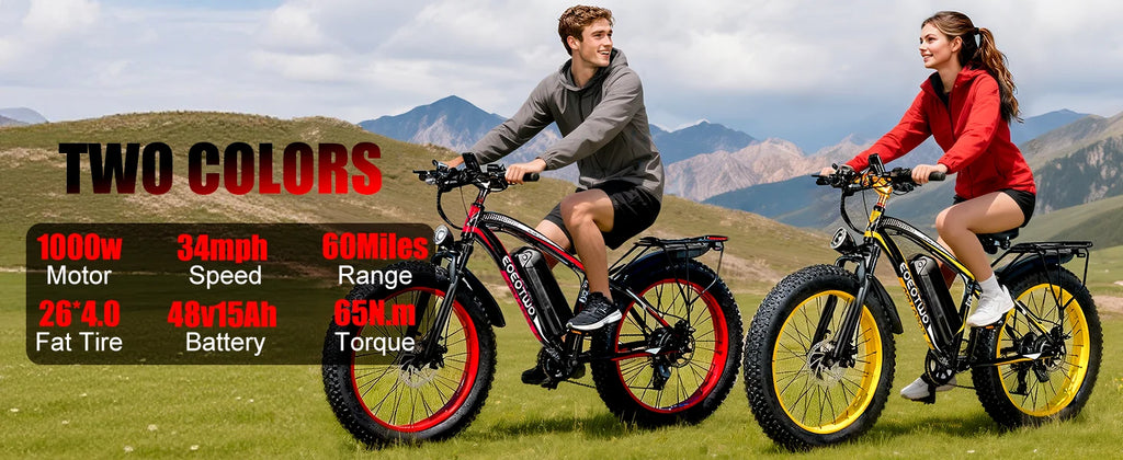 1500W Fat Tire Electric Bike | 34MPH | 60-Mile Range | Adults