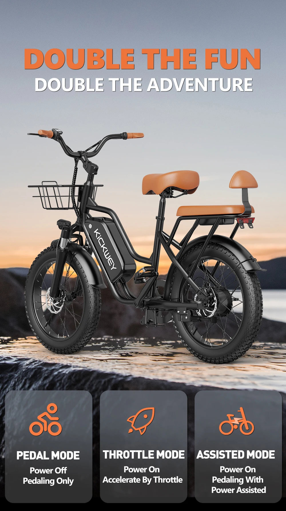 Kickwey LD20 Electric Bike – 1500W 48V Fat Tire E-Bike, 32 MPH