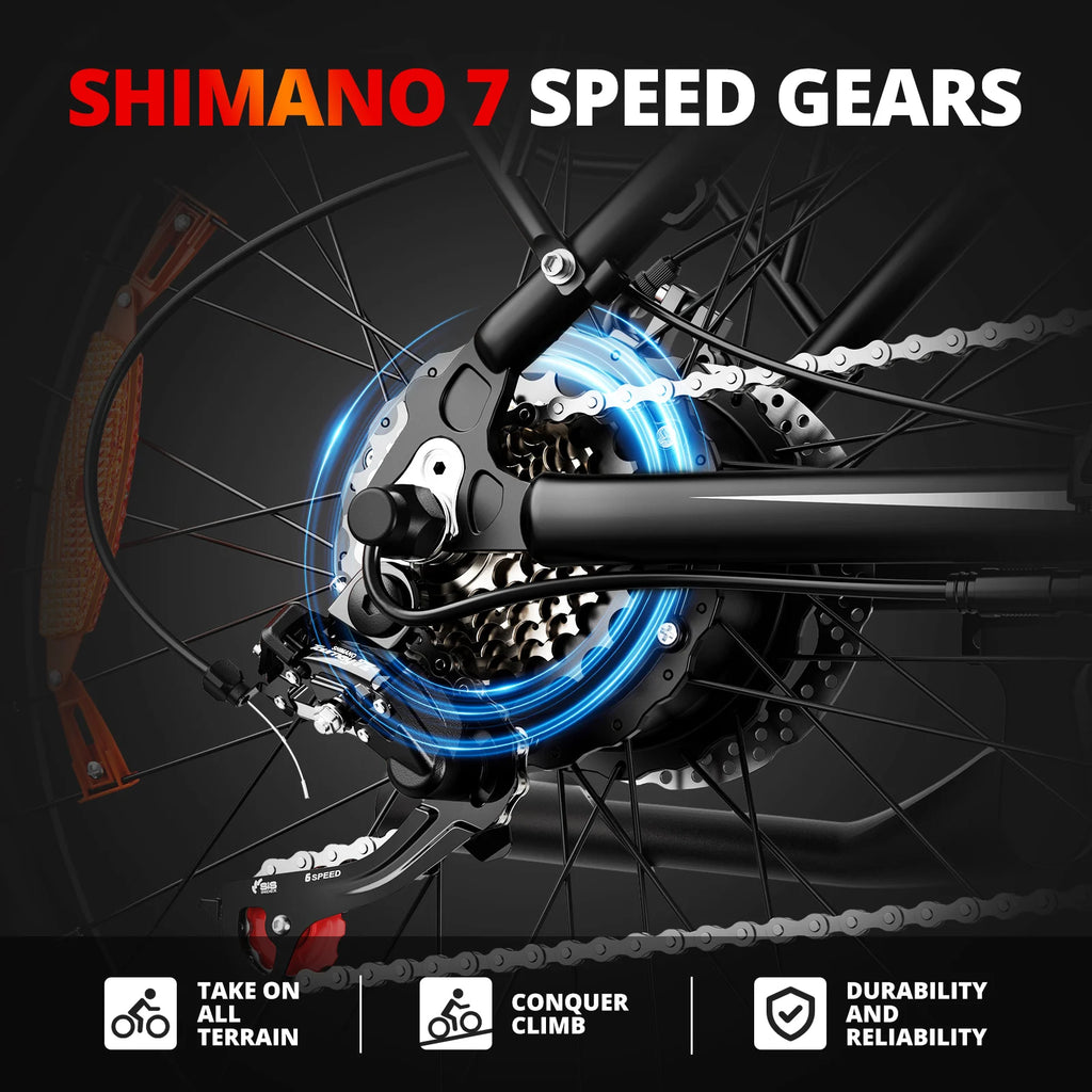 AMYET EB26 Electric Bike | 1500W Peak | 28MPH | 60-Mile Range | Fat Tire All-Terrain