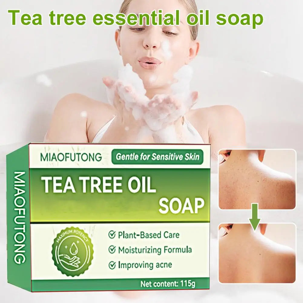 Tea Tree Soap, Soap Bar with Tea Tree Oil, Natural Soaps for Body Skin Cleaning, Gentle Exfoliating Bar Soap
