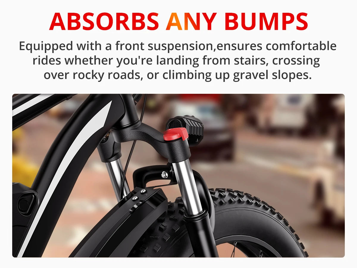 AMYET EB26 Electric Bike | 1500W Peak | 28MPH | 60-Mile Range | Fat Tire All-Terrain