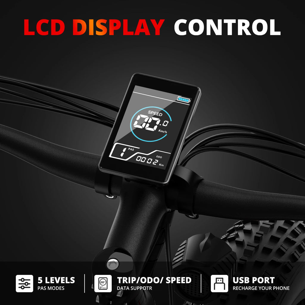 AMYET EB26 Electric Bike | 1500W Peak | 28MPH | 60-Mile Range | Fat Tire All-Terrain