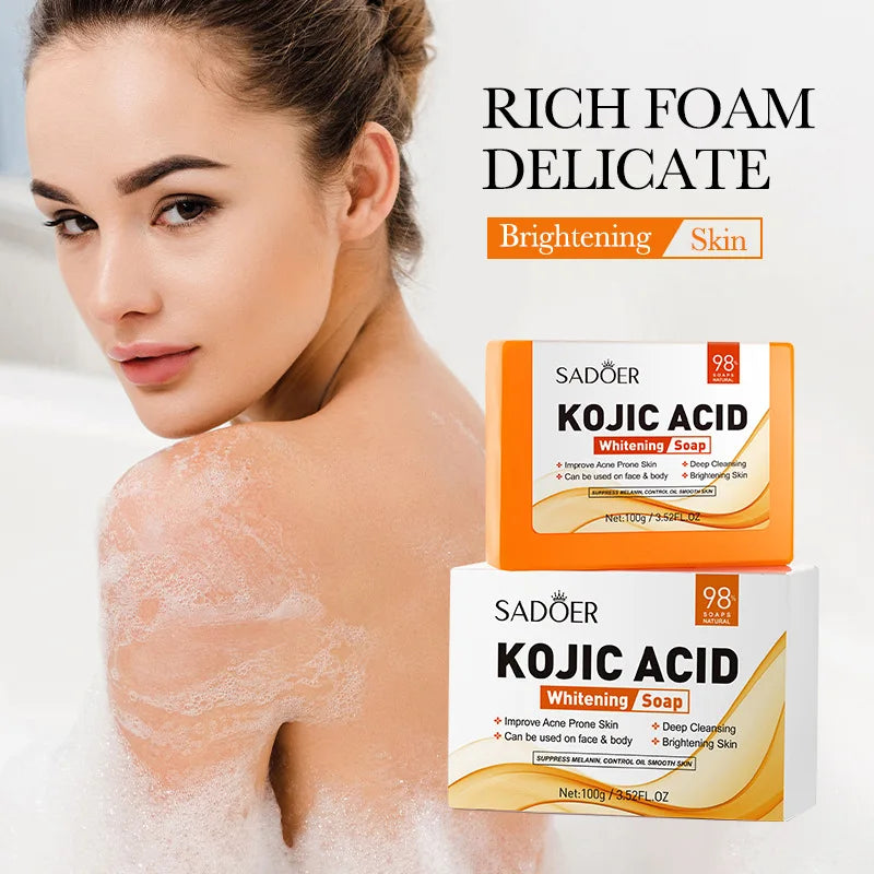 SADOER Kojic Acid Facial Soap – Brightening Face Wash & Body Bar