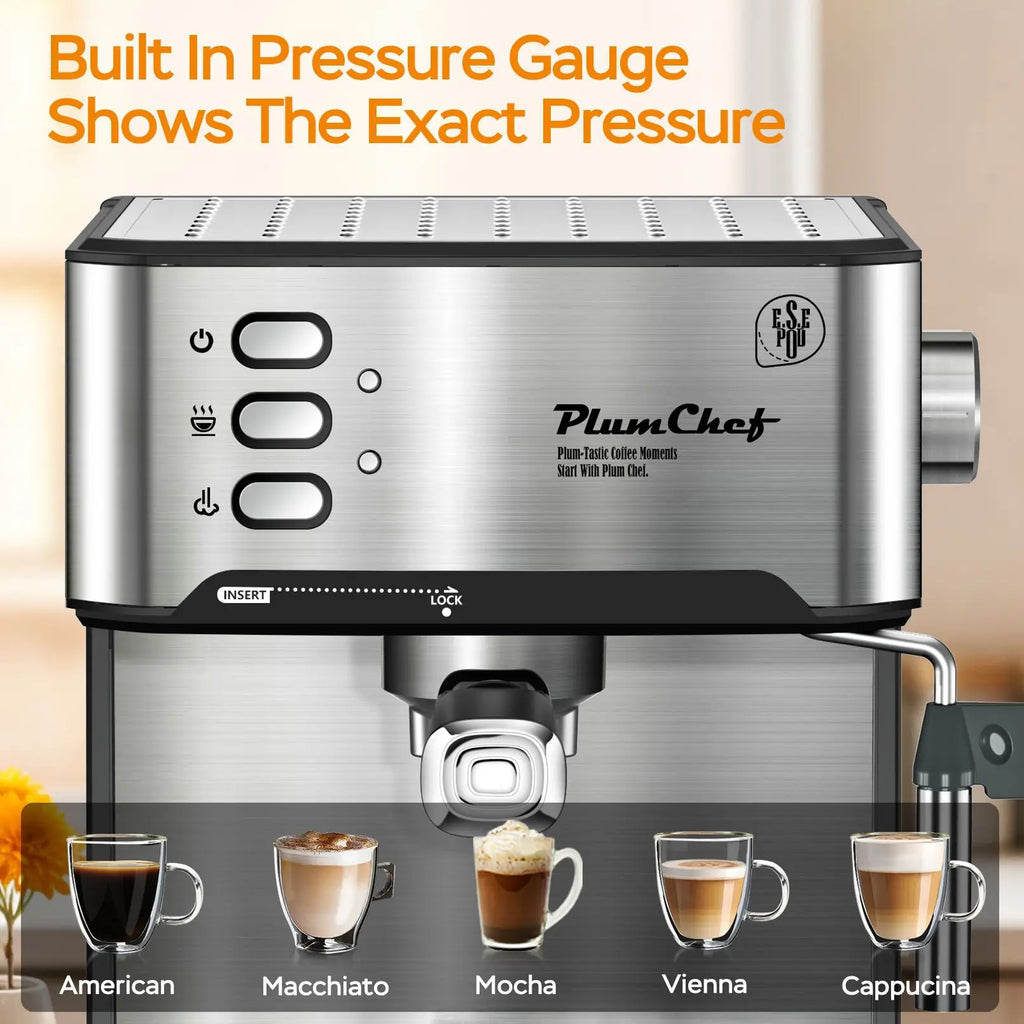 20-Bar Espresso Machine with Milk Frother & 54oz Water Tank