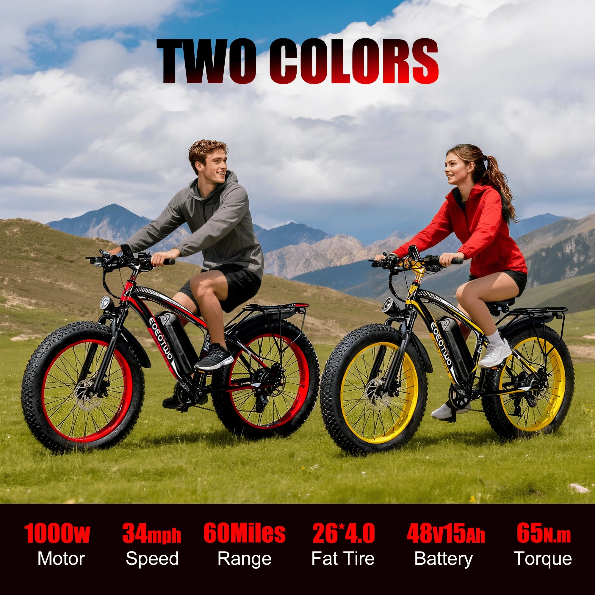 1500W Fat Tire Electric Bike | 34MPH | 60-Mile Range | Adults