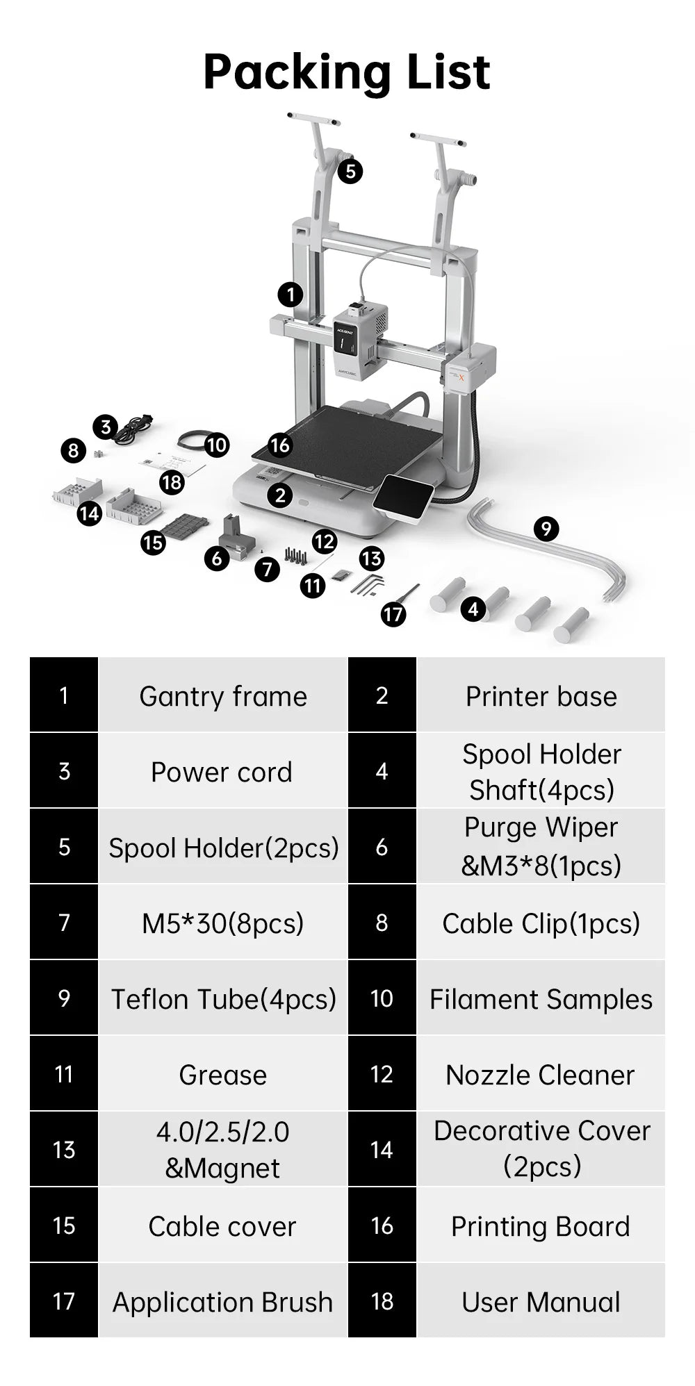 ANYCUBIC Kobra X 3D Printer ACE GEN2 Multi-color Printing 2X Speed & Material Savings 4-Color Built-in Smart Remote Control