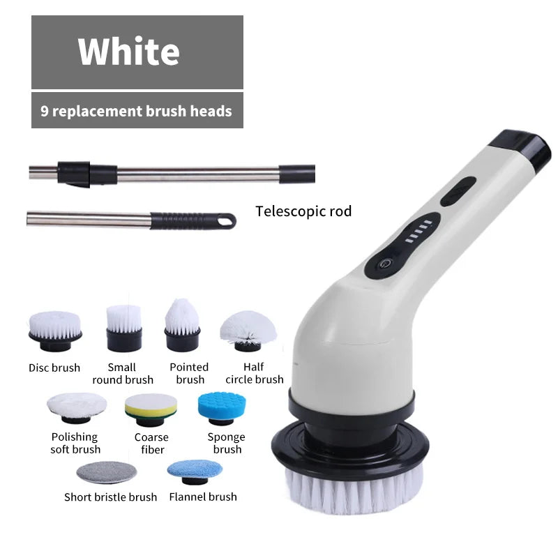9-in-1 Electric Spin Scrubber Cleaning Brush | Kitchen, Bathroom & Home