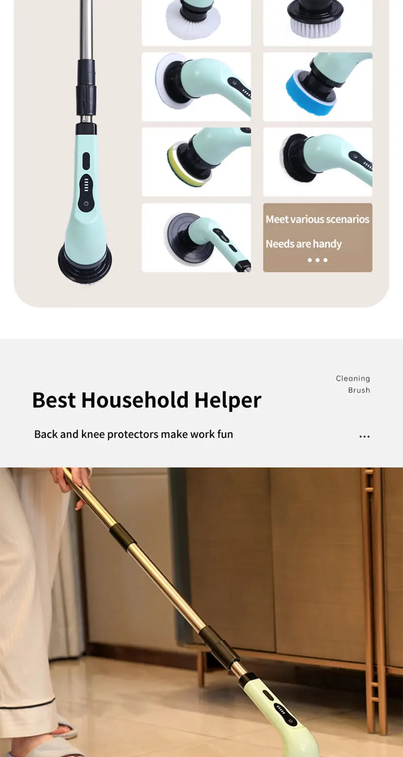 9-in-1 Electric Spin Scrubber Cleaning Brush | Kitchen, Bathroom & Home