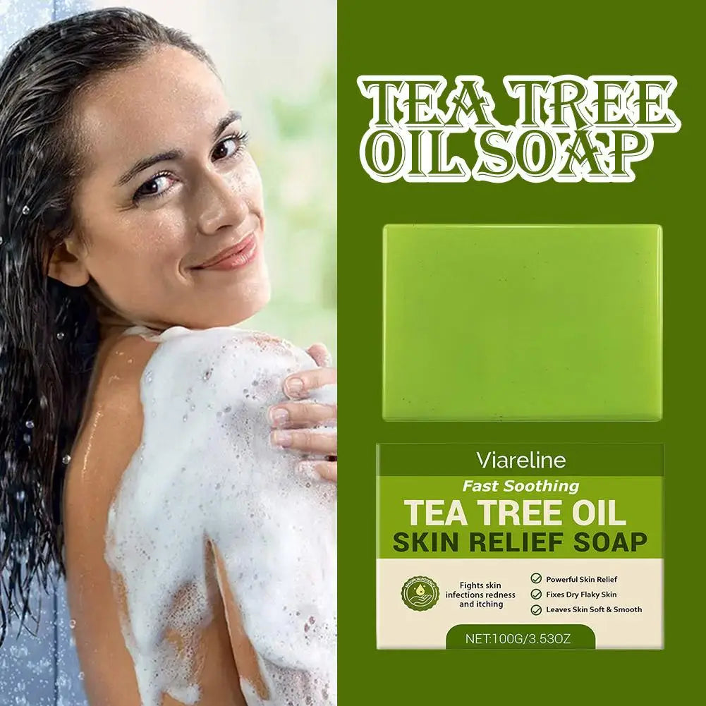 Tea Tree Soap, Soap Bar with Tea Tree Oil, Natural Soaps for Body Skin Cleaning, Gentle Exfoliating Bar Soap