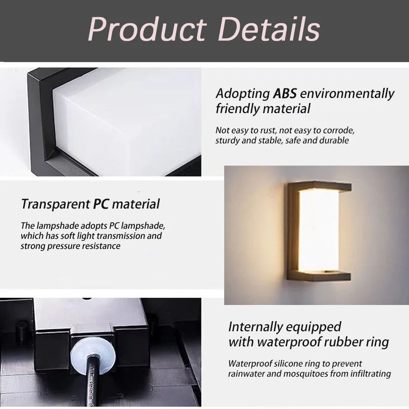 LED Outdoor Wall Light Waterproof IP66 | Motion Sensor Porch Light for Balcony, Garden & Yard