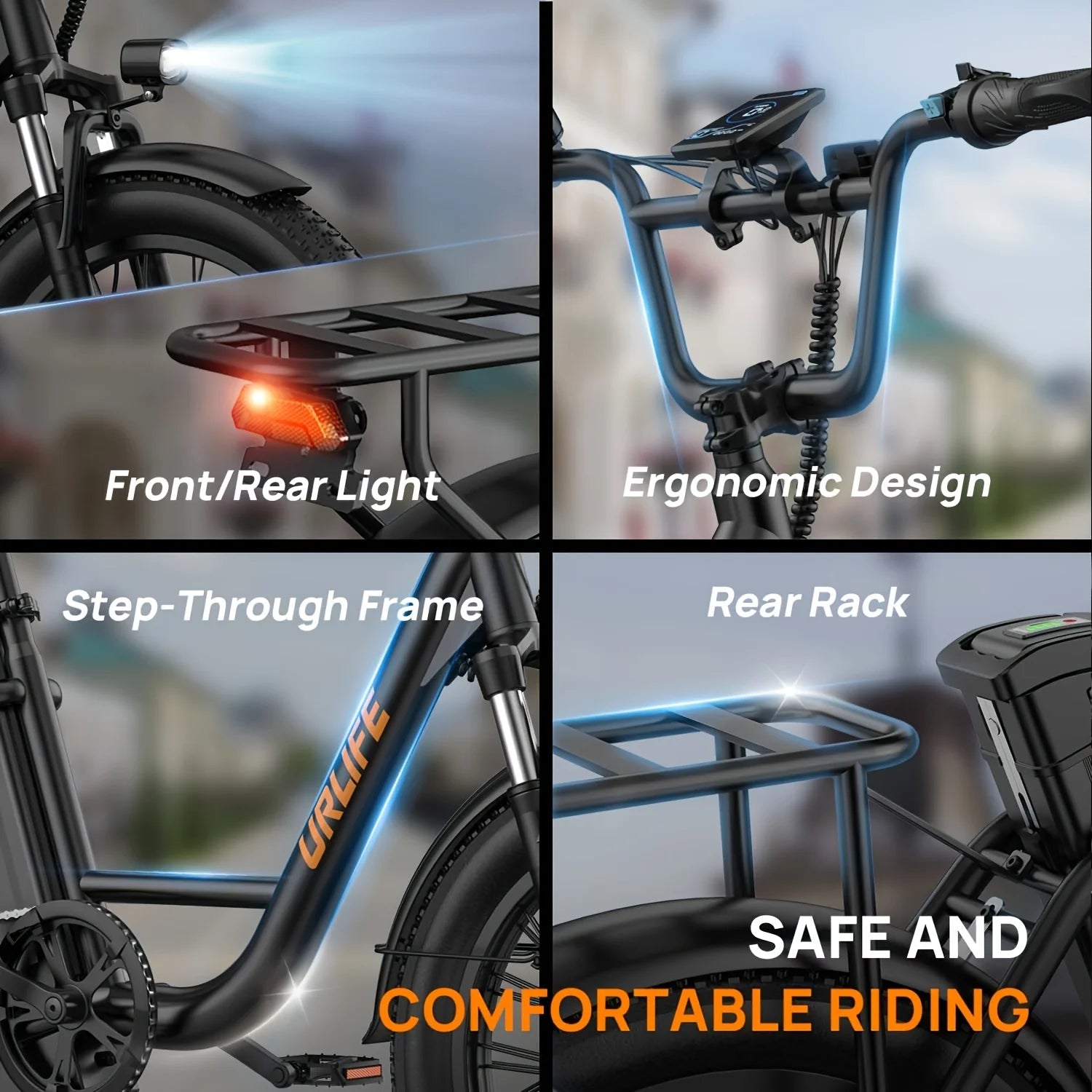 URLIFE 1000W E20 Electric Bike | 48V 13Ah Removable Battery, 28MPH, 20"x3" Fat Tire, 7-Speed E-Bike with Dual Disc Brake