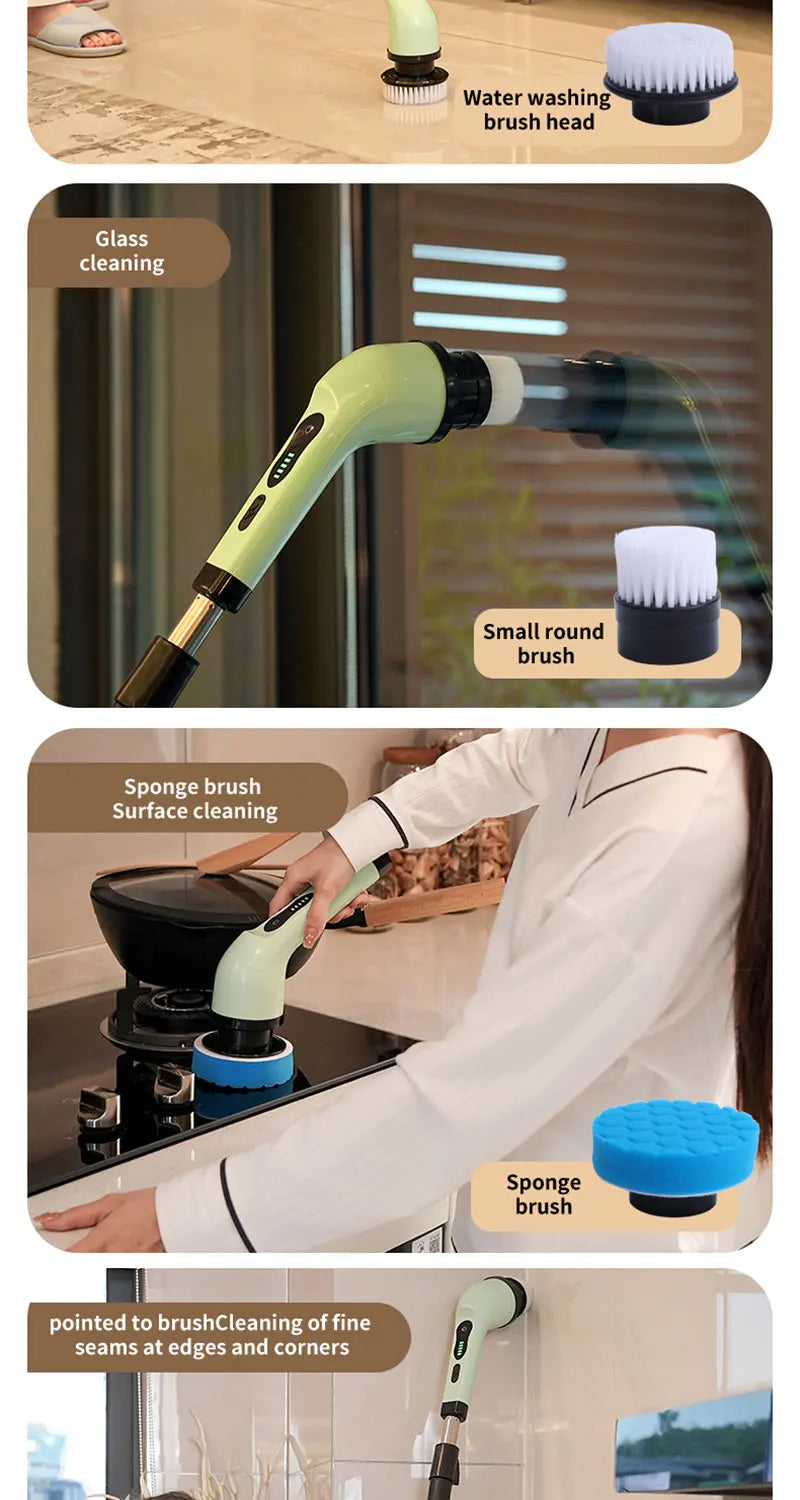 9-in-1 Electric Spin Scrubber Cleaning Brush | Kitchen, Bathroom & Home