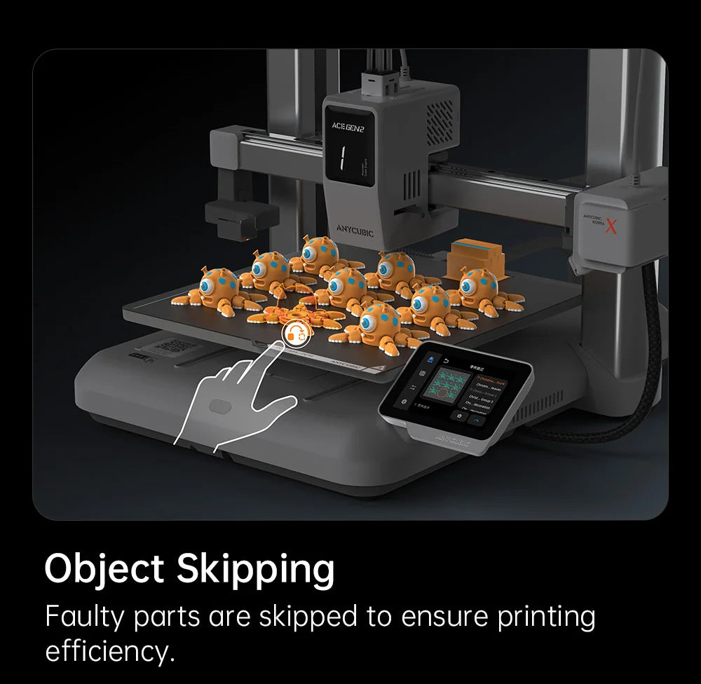 ANYCUBIC Kobra X 3D Printer ACE GEN2 Multi-color Printing 2X Speed & Material Savings 4-Color Built-in Smart Remote Control