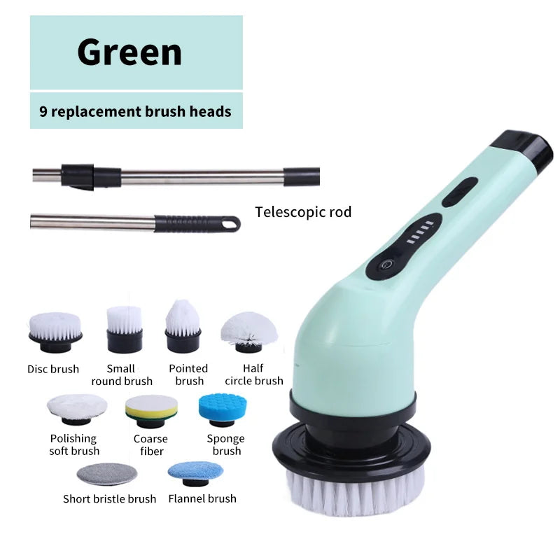 9-in-1 Electric Spin Scrubber Cleaning Brush | Kitchen, Bathroom & Home
