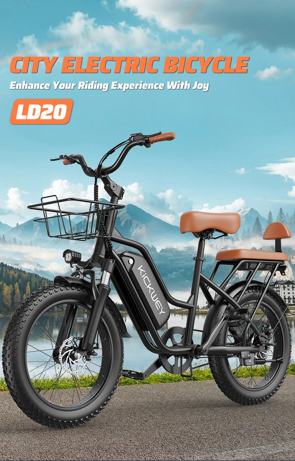 Kickwey LD20 Electric Bike – 1500W 48V Fat Tire E-Bike, 32 MPH