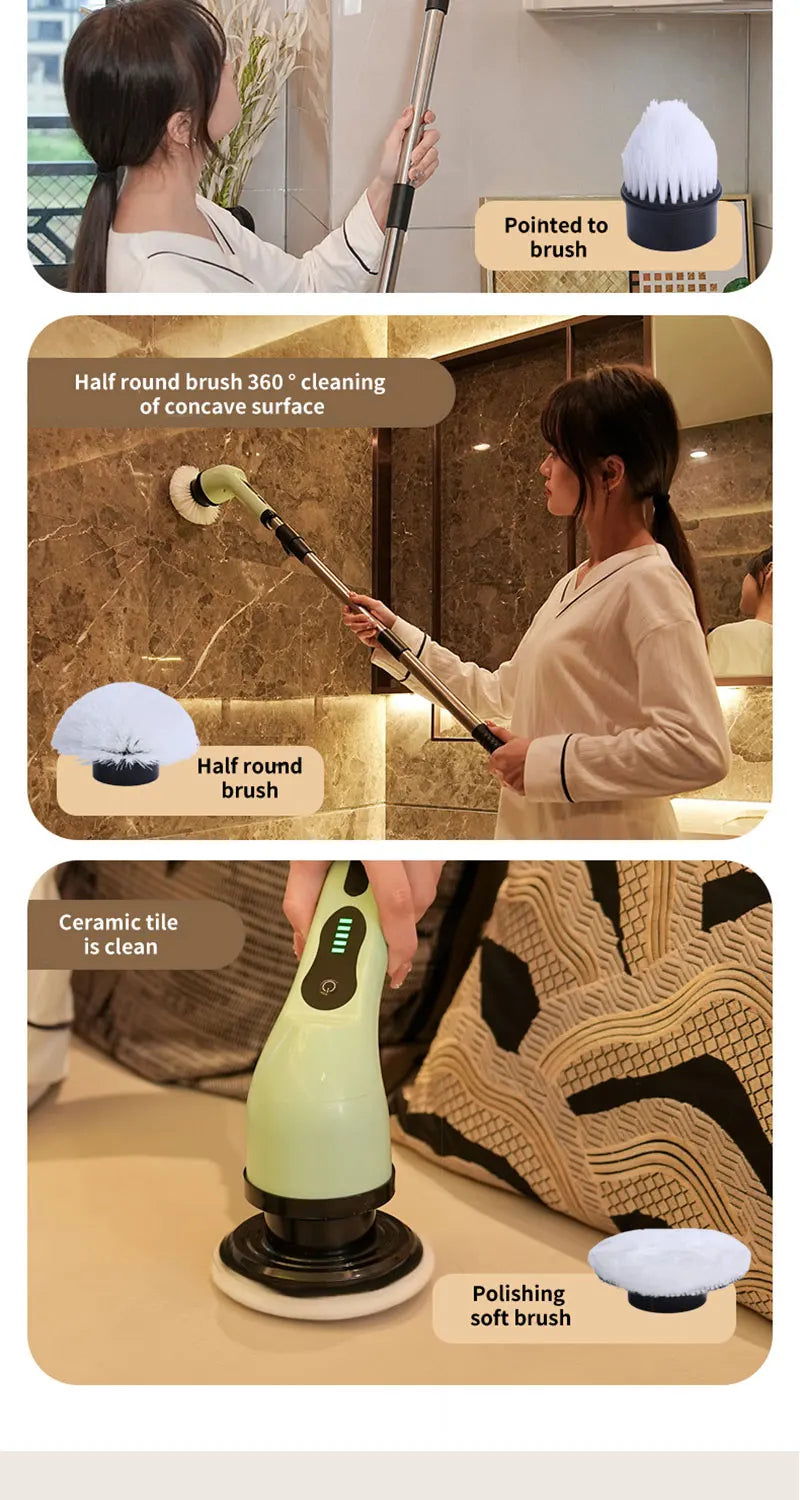 9-in-1 Electric Spin Scrubber Cleaning Brush | Kitchen, Bathroom & Home