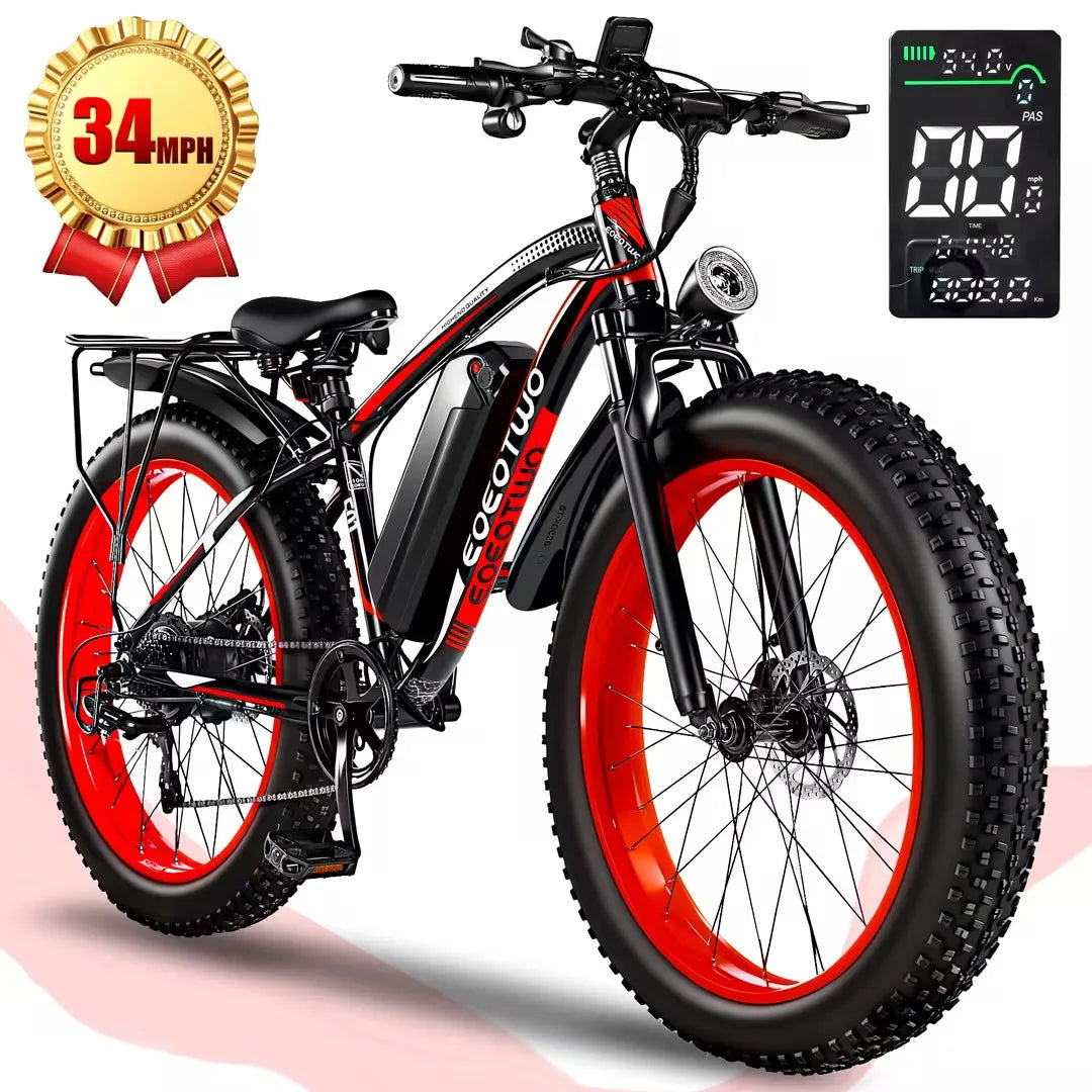1500W Fat Tire Electric Bike | 34MPH | 60-Mile Range | Adults