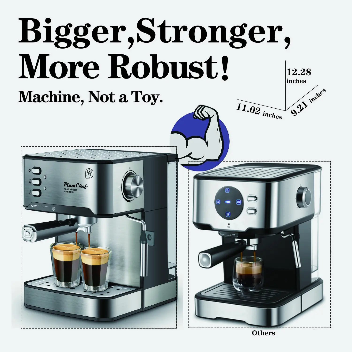 20-Bar Espresso Machine with Milk Frother & 54oz Water Tank